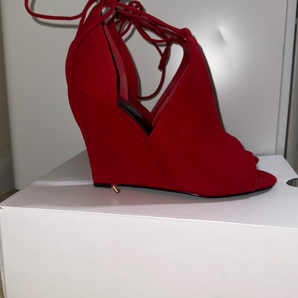 Aldo Suede Lace-Up Wedge Heels